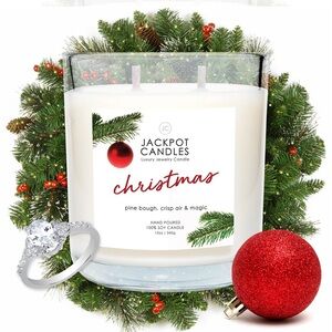NEW Jackpot Candles Christmas Candle with Jewelry Ring Size 7 100% Soy Wax